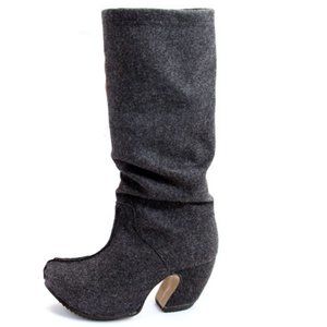 John Fluevog Grey Flannel Knee High Boots